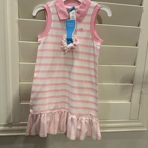 Draper James Pink and Cream Striped Polo Dress and Hair Tie